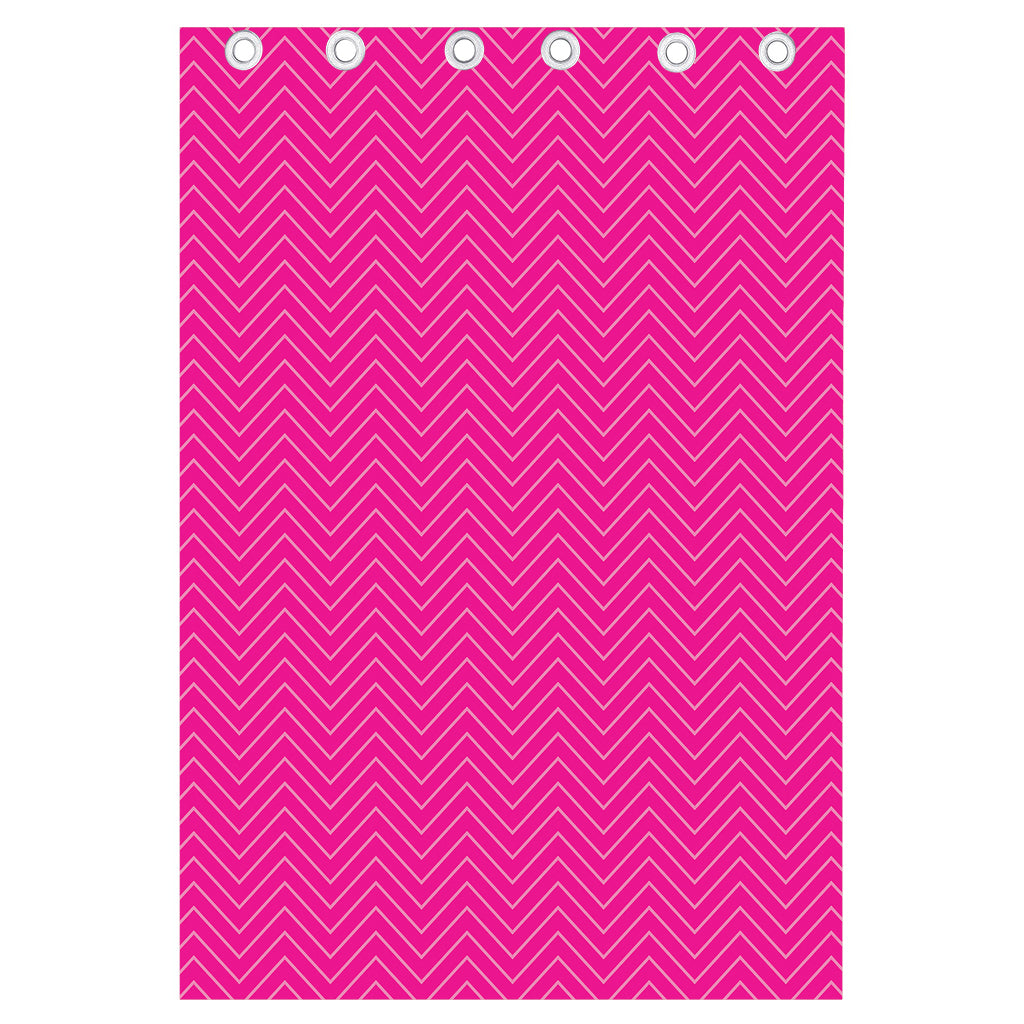 Magenta Pink Zigzag Pattern Print Curtain