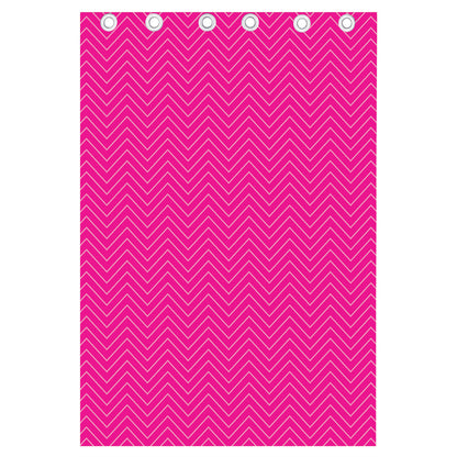 Magenta Pink Zigzag Pattern Print Curtain