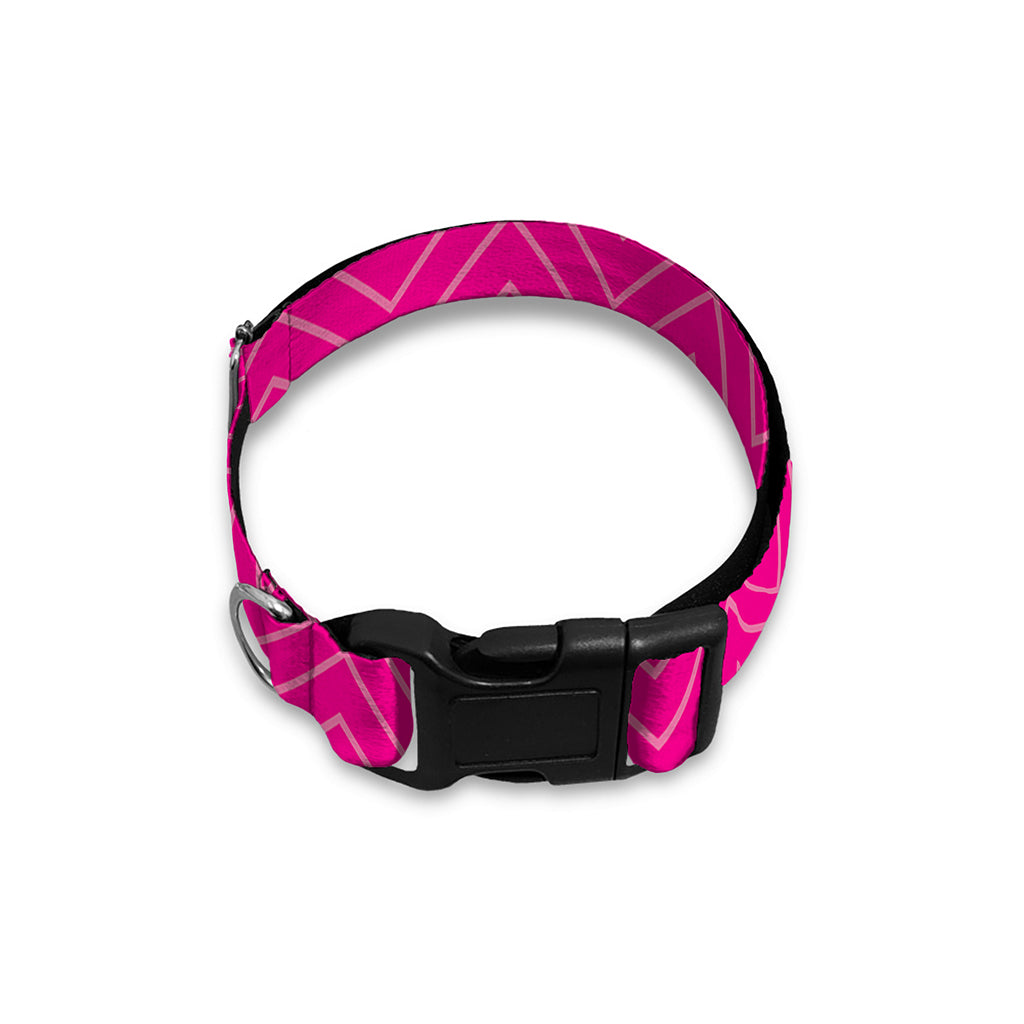 Magenta Pink Zigzag Pattern Print Dog Collar