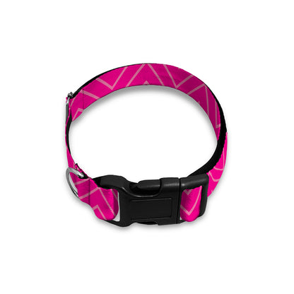 Magenta Pink Zigzag Pattern Print Dog Collar