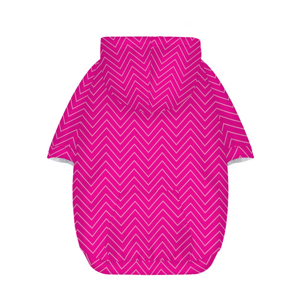 Magenta Pink Zigzag Pattern Print Dog Zip Up Hoodie