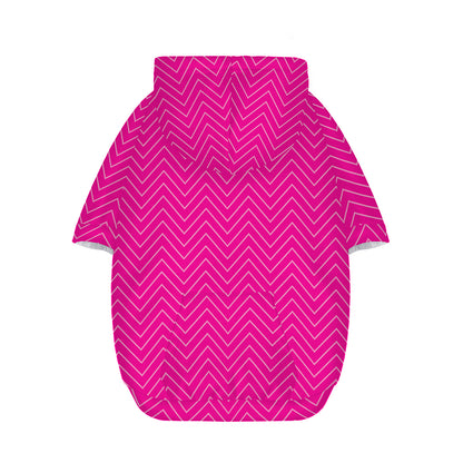 Magenta Pink Zigzag Pattern Print Dog Zip Up Hoodie