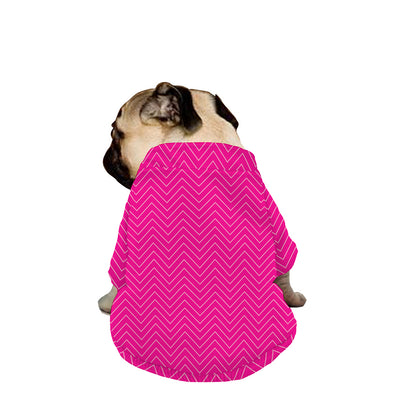 Magenta Pink Zigzag Pattern Print Dog Zip Up Jacket