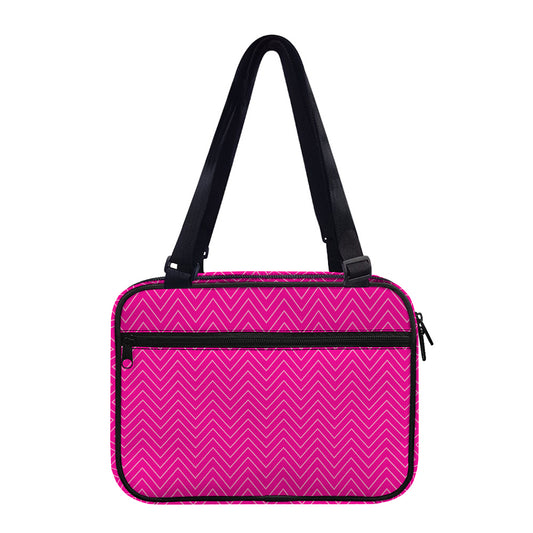 Magenta Pink Zigzag Pattern Print Double Strap Bible Bag