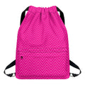 Magenta Pink Zigzag Pattern Print Drawstring Backpack