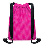 Magenta Pink Zigzag Pattern Print Drawstring Backpack