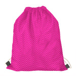 Magenta Pink Zigzag Pattern Print Drawstring Bag