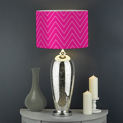 Magenta Pink Zigzag Pattern Print Drum Lamp Shade