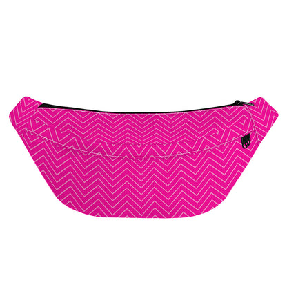 Magenta Pink Zigzag Pattern Print Fanny Pack