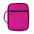 Magenta Pink Zigzag Pattern Print Front Pocket Bible Bag