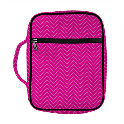 Magenta Pink Zigzag Pattern Print Front Pocket Bible Bag