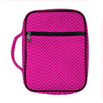 Magenta Pink Zigzag Pattern Print Front Pocket Bible Bag