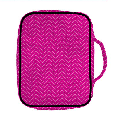 Magenta Pink Zigzag Pattern Print Front Pocket Bible Bag