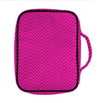 Magenta Pink Zigzag Pattern Print Front Pocket Bible Bag