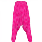 Magenta Pink Zigzag Pattern Print Hammer Pants