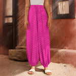 Magenta Pink Zigzag Pattern Print Harem Pants
