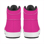 Magenta Pink Zigzag Pattern Print High Top Leather Sneakers