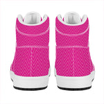 Magenta Pink Zigzag Pattern Print High Top Leather Sneakers