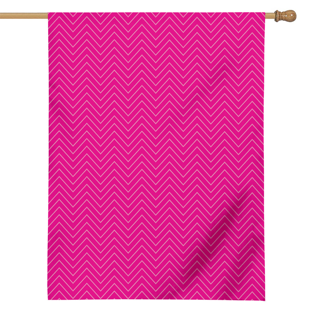 Magenta Pink Zigzag Pattern Print House Flag