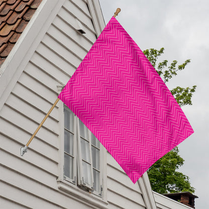 Magenta Pink Zigzag Pattern Print House Flag