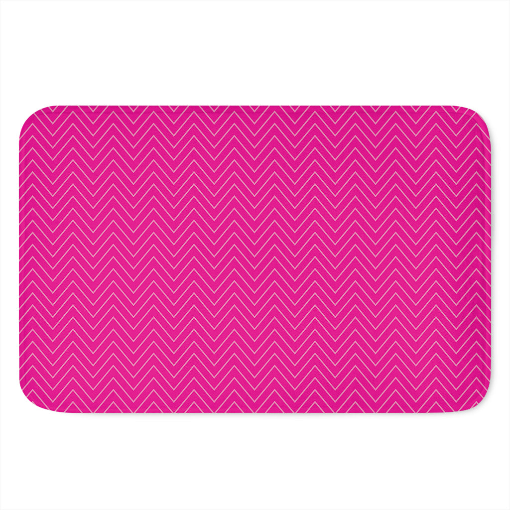 Magenta Pink Zigzag Pattern Print Indoor Door Mat
