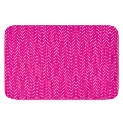 Magenta Pink Zigzag Pattern Print Indoor Door Mat