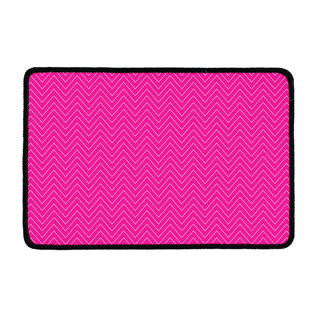 Magenta Pink Zigzag Pattern Print Kitchen Mat