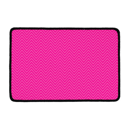 Magenta Pink Zigzag Pattern Print Kitchen Mat