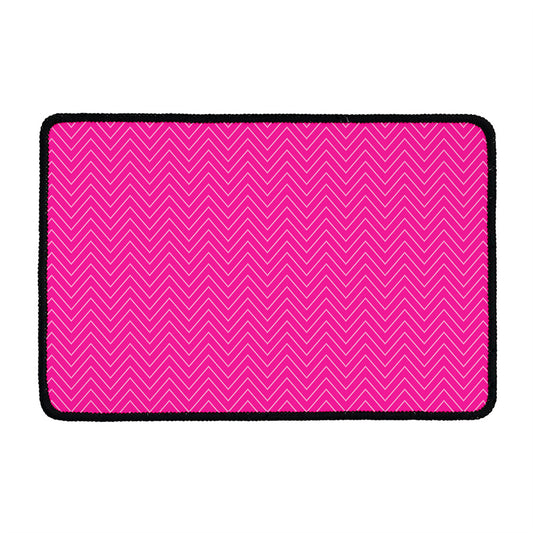 Magenta Pink Zigzag Pattern Print Kitchen Mat