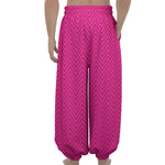 Magenta Pink Zigzag Pattern Print Lantern Pants
