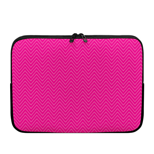 Magenta Pink Zigzag Pattern Print Laptop Sleeve