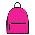 Magenta Pink Zigzag Pattern Print Leather Backpack
