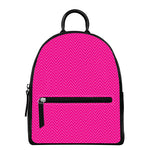 Magenta Pink Zigzag Pattern Print Leather Backpack