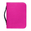Magenta Pink Zigzag Pattern Print Leather Bible Cover