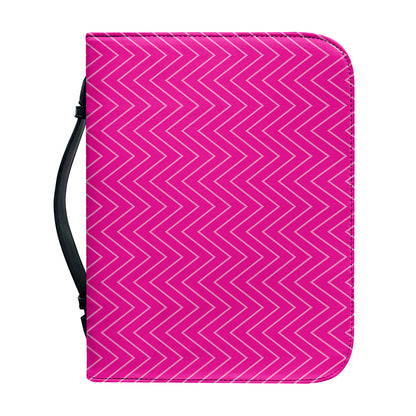 Magenta Pink Zigzag Pattern Print Leather Bible Cover