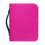 Magenta Pink Zigzag Pattern Print Leather Bible Cover
