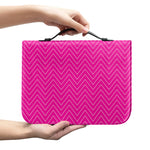 Magenta Pink Zigzag Pattern Print Leather Bible Cover