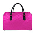 Magenta Pink Zigzag Pattern Print Leather Duffel Bag