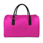 Magenta Pink Zigzag Pattern Print Leather Duffle Bag