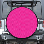 Magenta Pink Zigzag Pattern Print Leather Spare Tire Cover