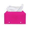 Magenta Pink Zigzag Pattern Print Leather Tissue Box Cover