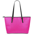 Magenta Pink Zigzag Pattern Print Leather Tote Bag With Zipper