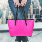 Magenta Pink Zigzag Pattern Print Leather Tote Bag