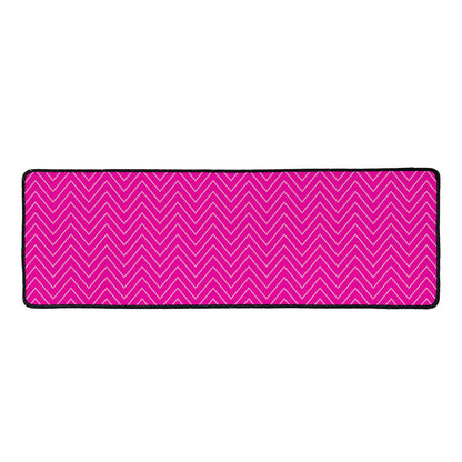 Magenta Pink Zigzag Pattern Print Long Kitchen Mat