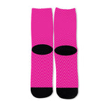 Magenta Pink Zigzag Pattern Print Long Socks