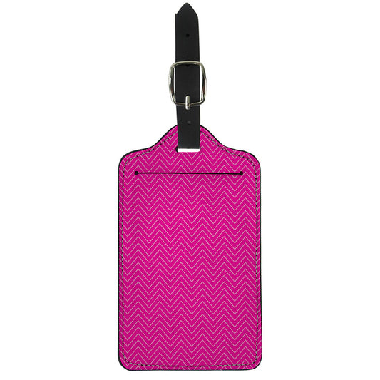Magenta Pink Zigzag Pattern Print Luggage Tag