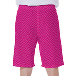 Magenta Pink Zigzag Pattern Print Men's Beach Shorts