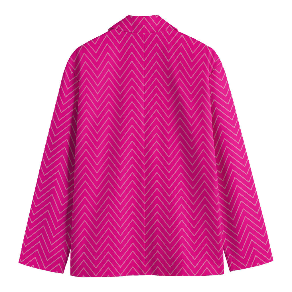 Magenta Pink Zigzag Pattern Print Men's Blazer