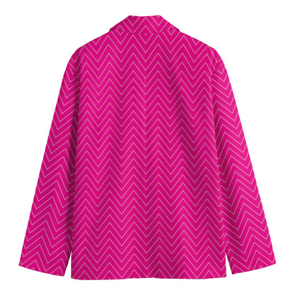 Magenta Pink Zigzag Pattern Print Men's Blazer