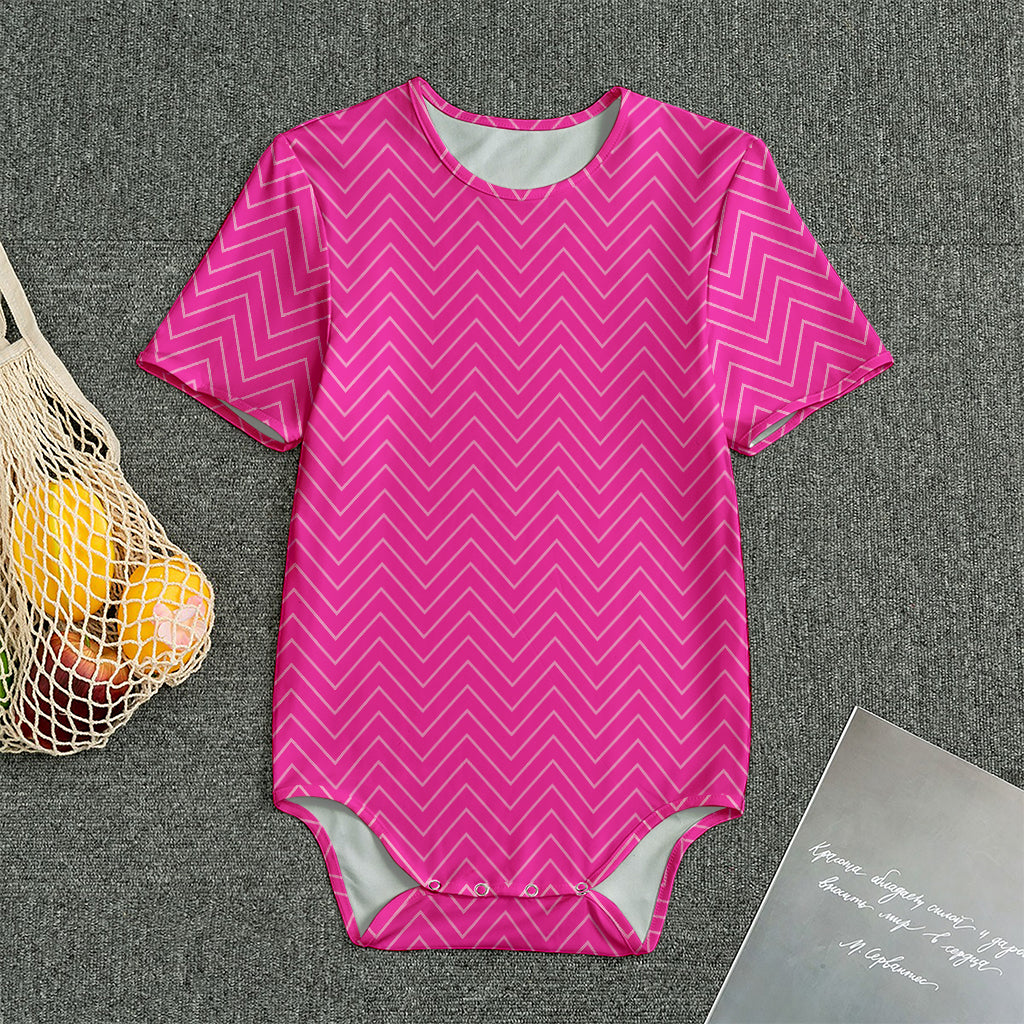 Magenta Pink Zigzag Pattern Print Men's Bodysuit